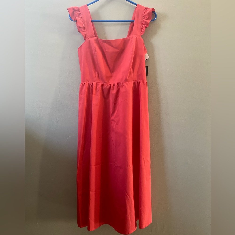 Cool summer dress peach color new with tags size 6 midi length cotton material